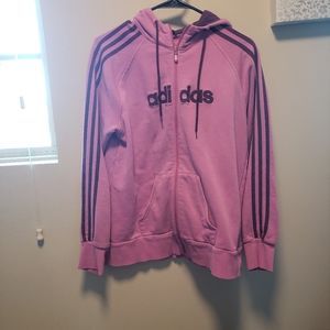 Womens Large zip up spellout Adidas hoodie